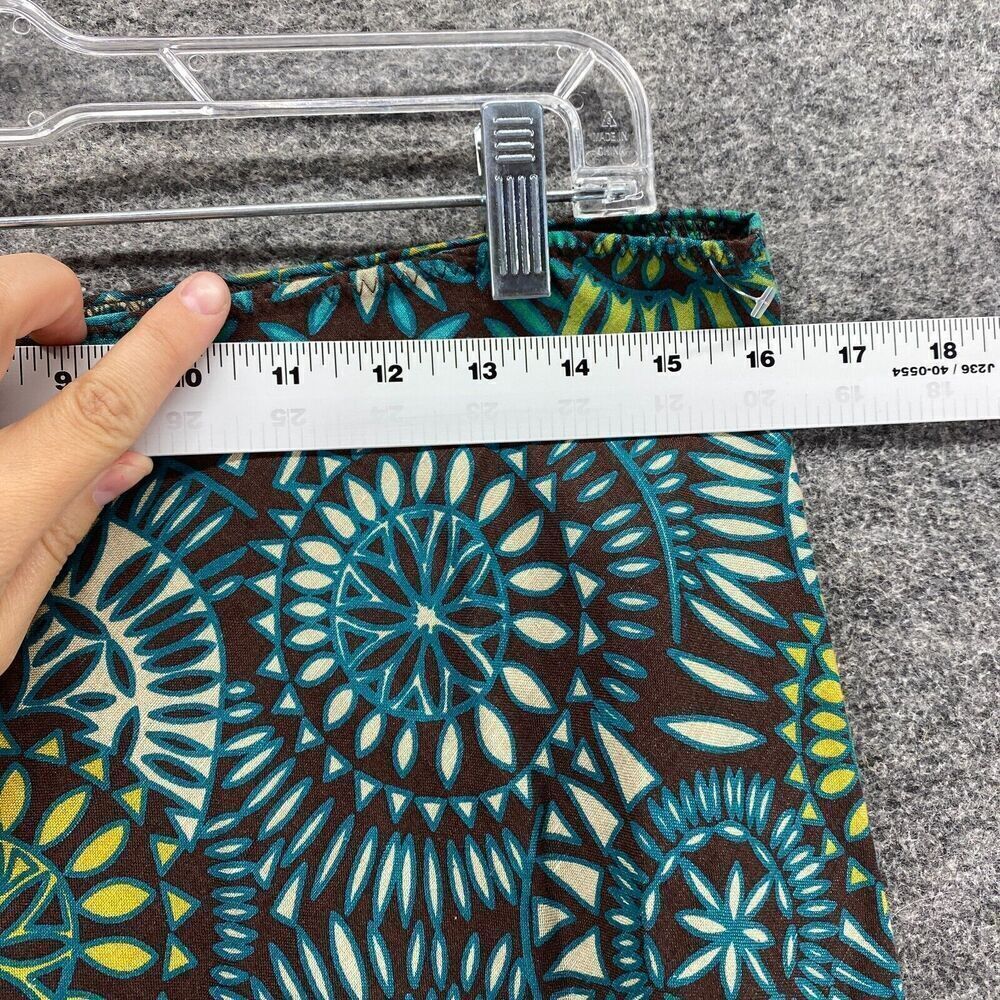 East 5th Skirt Women 10 Blue Geometric A-Line Midi Pull On Linen Mid Rise Casual - Picture 5 of 9